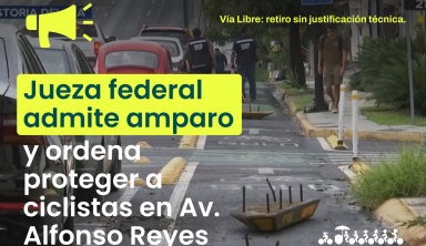 Jueza federal admite amparo y ordena a SPGG proteger a ciclistas en Av. Alfonso Reyes | Comunicado